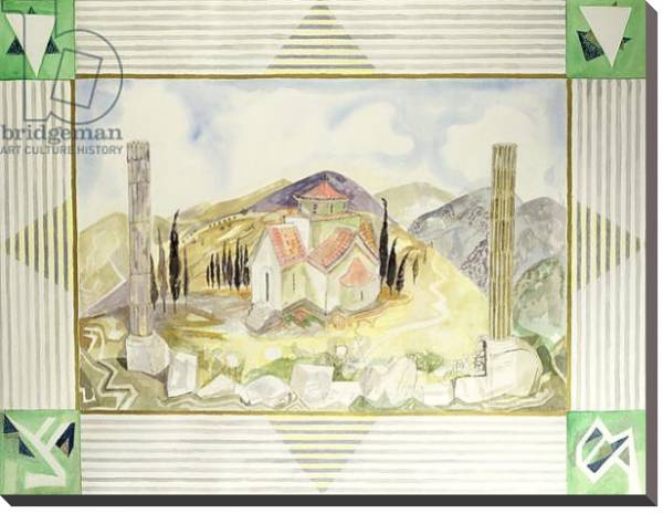 Постер Temple in Hosios Lukas Country from the Greek Experience Series, 1989 с типом исполнения На холсте без рамы
