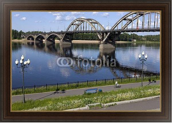 Постер Россия, Рыбинск. Мост через Волгу с типом исполнения На холсте в раме в багетной раме 1.023.151