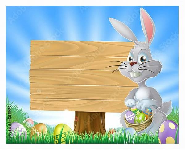 Постер Пасхальный кролик с типом исполнения На холсте в раме в багетной раме 221-03