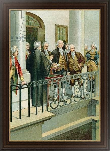 Постер George Washington taking the oath as President с типом исполнения На холсте в раме в багетной раме 1.023.151