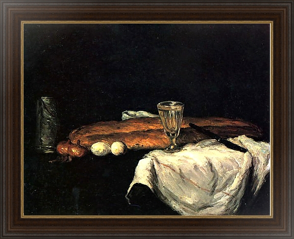 Постер Натюрморт с хлебом и яйцами с типом исполнения На холсте в раме в багетной раме 1.023.151