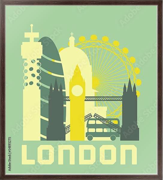 Постер Символы Лондона #2 с типом исполнения На холсте в раме в багетной раме 221-02