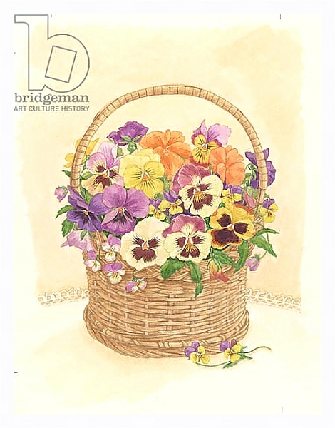 Постер Basket of Pansies, 1998 с типом исполнения На холсте в раме в багетной раме 221-03