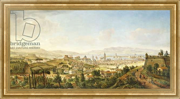 Постер A Panoramic view of Messina, Sicily, с типом исполнения На холсте в раме в багетной раме NA033.1.051