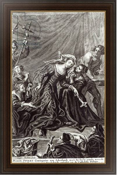 Постер The Execution of Mary, Queen of Scots, 8th February 1587, engraving by Gaspar Boutatts с типом исполнения На холсте в раме в багетной раме 1.023.151