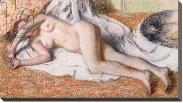 Постер After the Bath or, Reclining Nude, c.1885 с типом исполнения На холсте без рамы
