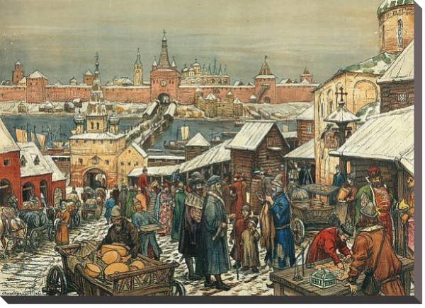 Постер Новгородский торг с типом исполнения На холсте без рамы