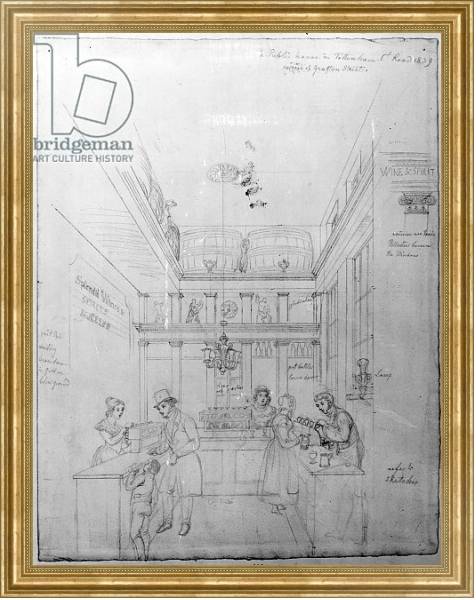 Постер A London Liquor Shop, 1839 с типом исполнения На холсте в раме в багетной раме NA033.1.051