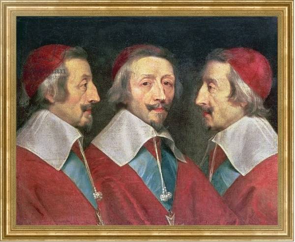Постер Triple Portrait of the Head of Richelieu, 1642 с типом исполнения На холсте в раме в багетной раме NA033.1.051