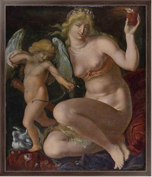 Постер Венера и Купидон с типом исполнения На холсте в раме в багетной раме 221-02