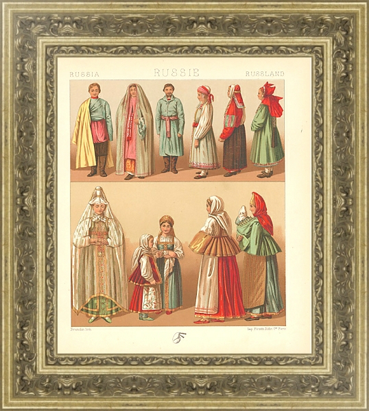 Постер Россия: костюмы мужчин и женщин #4 1 с типом исполнения С оформлением в багетной раме NA014.1.037