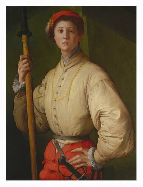 Постер Portrait of a Halberdier c.1528-30 с типом исполнения На холсте в раме в багетной раме 221-03
