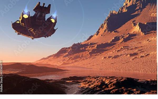 Постер Полет над красной планетой с типом исполнения На холсте без рамы