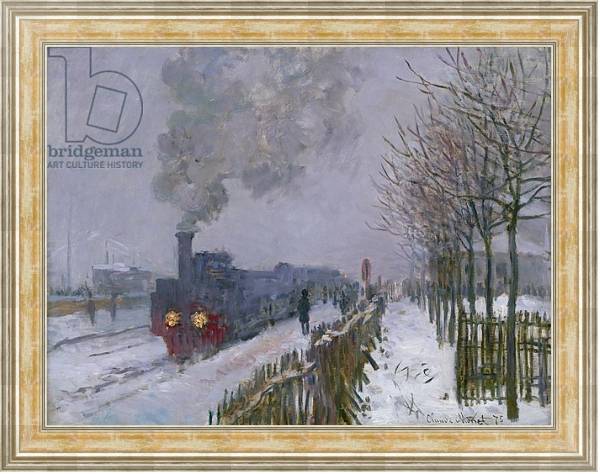Постер Train in the Snow or The Locomotive, 1875 с типом исполнения На холсте в раме в багетной раме NA053.0.115