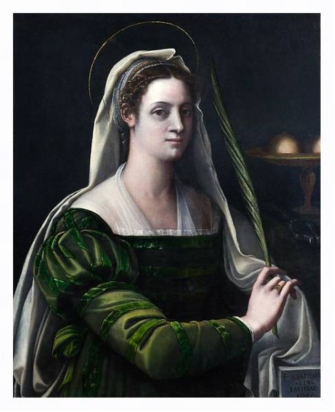 Постер Портрет леди с атрибутами Святой Агаты с типом исполнения На холсте в раме в багетной раме 221-03