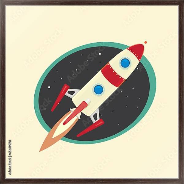 Постер Взлетающая ракета с типом исполнения На холсте в раме в багетной раме 221-02