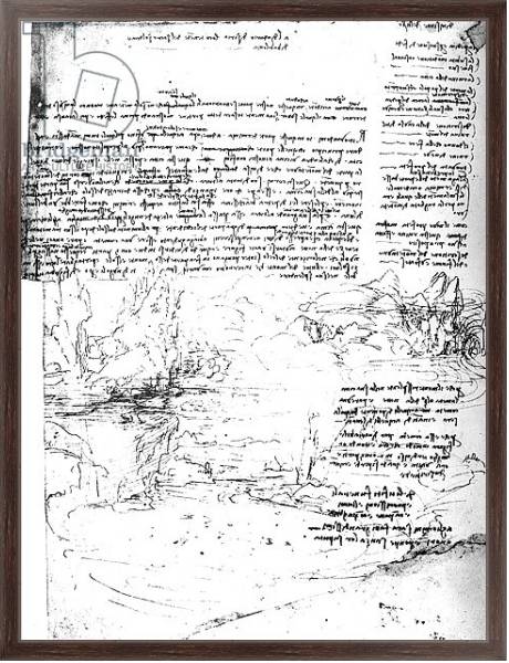 Постер Fol.145v-a, page from Da Vinci's notebook с типом исполнения На холсте в раме в багетной раме 221-02