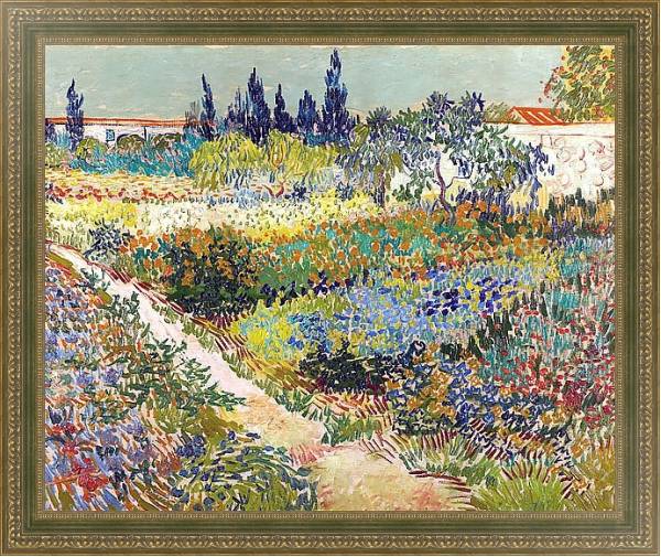 Постер Тропинка в цветущем саду с типом исполнения На холсте в раме в багетной раме 484.M48.640