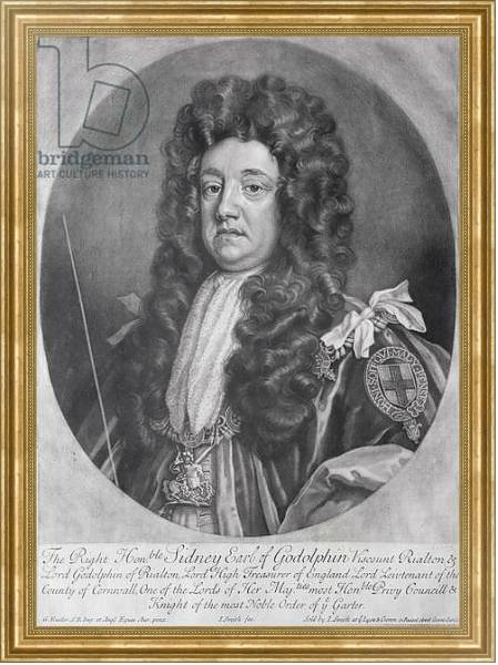 Постер Portrait of Sidney Godolphin 1st Earl of Godolphin engraved and published by John Smith 1707 с типом исполнения На холсте в раме в багетной раме NA033.1.051