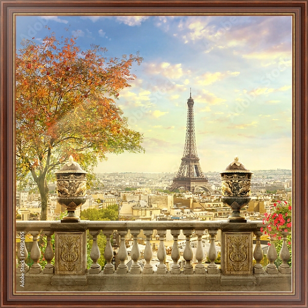 Постер Франция, Париж. Пейзаж с деревом с типом исполнения На холсте в раме в багетной раме 35-M719P-83