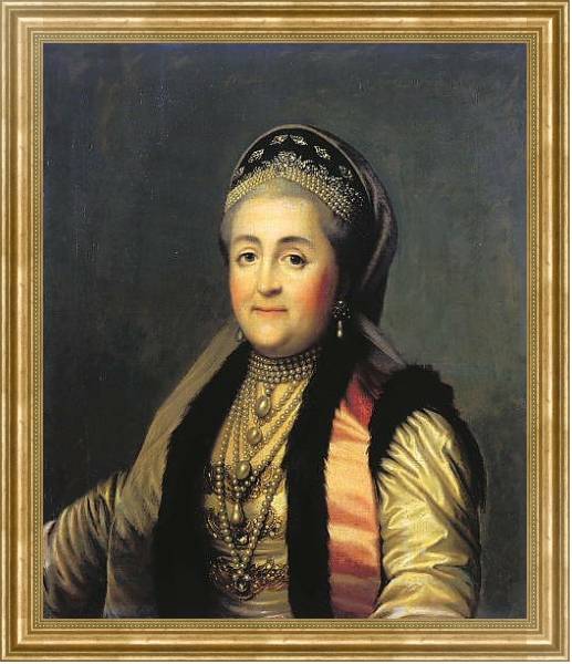 Постер Портрет Екатерины II в шугае и кокошнике. 1772 с типом исполнения На холсте в раме в багетной раме NA033.1.051