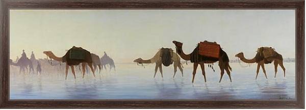 Постер Верблюды, пересекающие воду с типом исполнения На холсте в раме в багетной раме 221-02