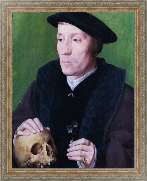 Постер Мужчина с фиалкой и черепом с типом исполнения На холсте в раме в багетной раме 484.M48.310