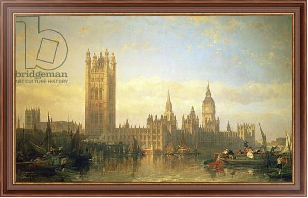 Постер New Palace of Westminster from the River Thames с типом исполнения На холсте в раме в багетной раме 35-M719P-83