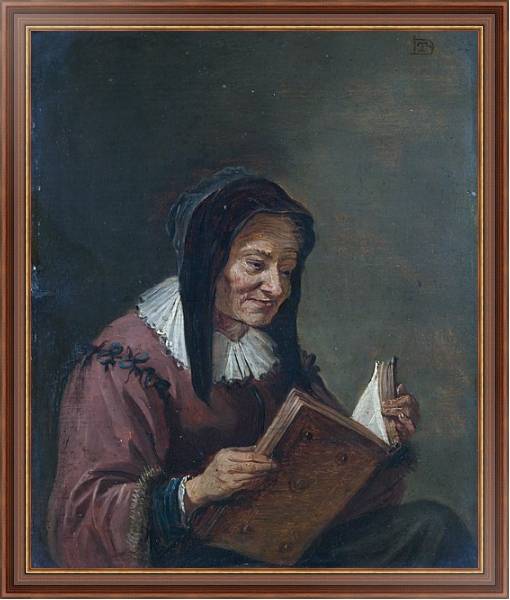 Постер Читающая престарелая женщина с типом исполнения На холсте в раме в багетной раме 35-M719P-83