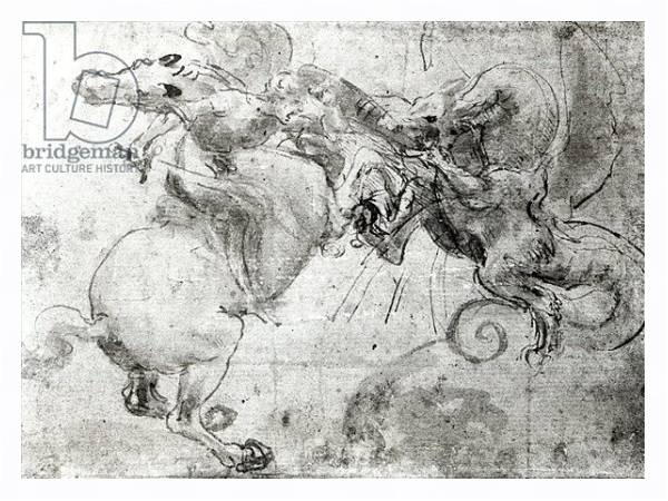 Постер Battle between a Rider and a Dragon, c.1482 с типом исполнения На холсте в раме в багетной раме 221-03