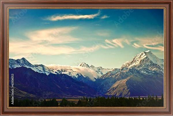 Постер Новая Зеландия, горы Кука с типом исполнения На холсте в раме в багетной раме 35-M719P-83