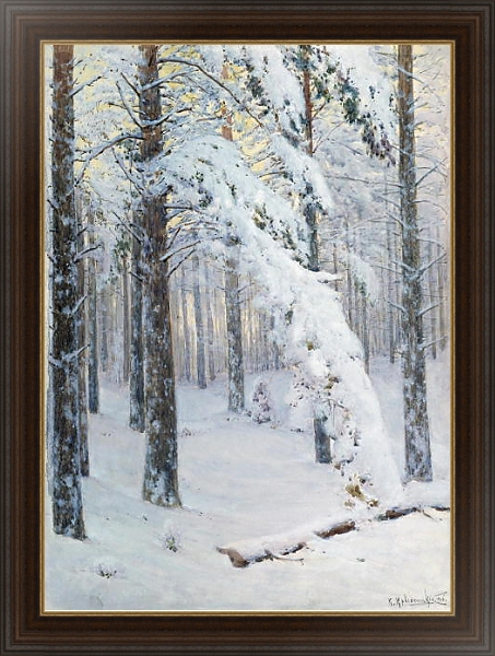 Постер Лес зимой с типом исполнения На холсте в раме в багетной раме 1.023.151
