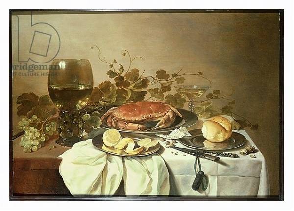 Постер Breakfast still life with roemer and a crab с типом исполнения На холсте в раме в багетной раме 221-03