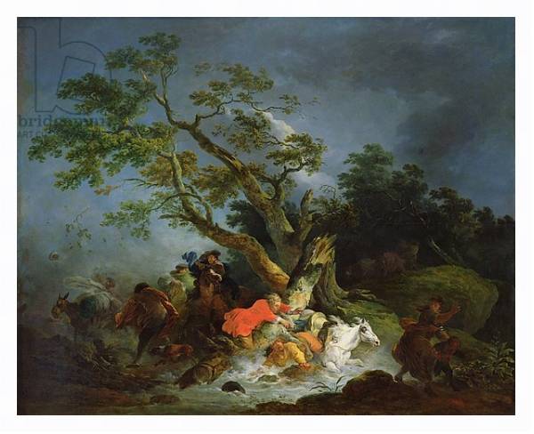 Постер Travellers Caught in a Storm, c.1770 с типом исполнения На холсте в раме в багетной раме 221-03