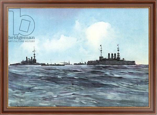 Постер The Indiana and New York Flanked and Guarded by Torpedo-Boats and Cruisers с типом исполнения На холсте в раме в багетной раме 35-M719P-83
