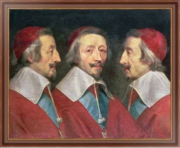 Постер Triple Portrait of the Head of Richelieu, 1642 с типом исполнения На холсте в раме в багетной раме 35-M719P-83