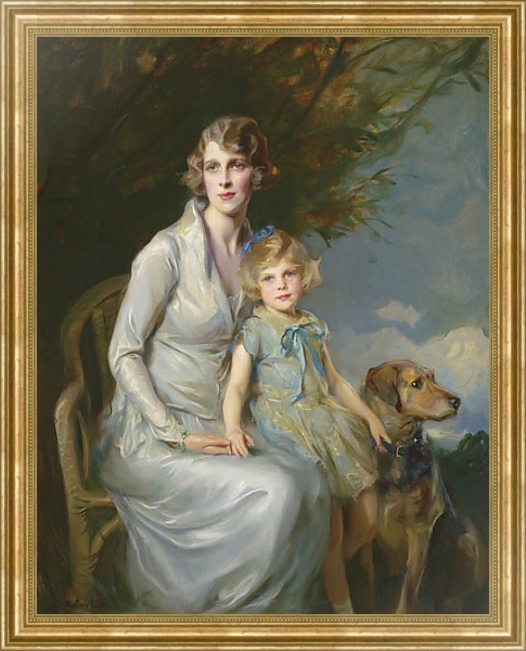 Постер Портрет дамы с ребенком с типом исполнения На холсте в раме в багетной раме NA033.1.051