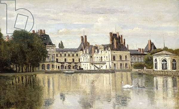 Постер Fontainebleau - View of the Chateau and Lake; Fontainebleau - Le Chateau vu de la Piece d'Eau, с типом исполнения На холсте без рамы