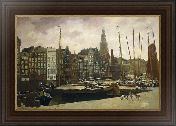 Постер The Damrak in Amsterdam с типом исполнения На холсте в раме в багетной раме 1.023.151
