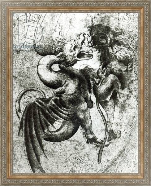 Постер Fight between a Dragon and a Lion с типом исполнения На холсте в раме в багетной раме 484.M48.310