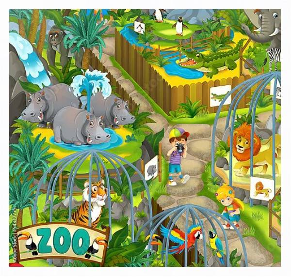 Постер Зоопарк с типом исполнения На холсте в раме в багетной раме 221-03