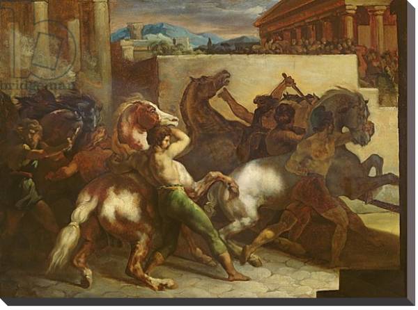 Постер The Wild Horse Race at Rome, c.1817 с типом исполнения На холсте без рамы