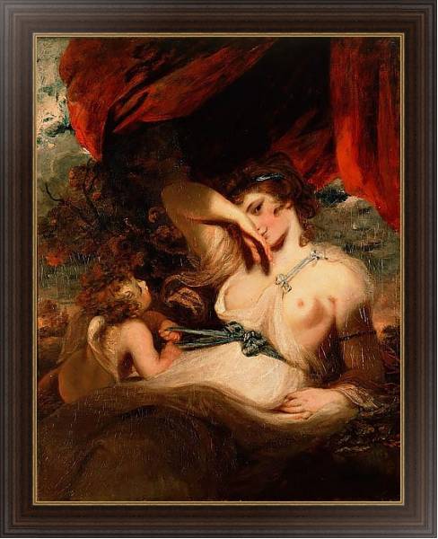 Постер Амур развязывает пояс Венеры с типом исполнения На холсте в раме в багетной раме 1.023.151