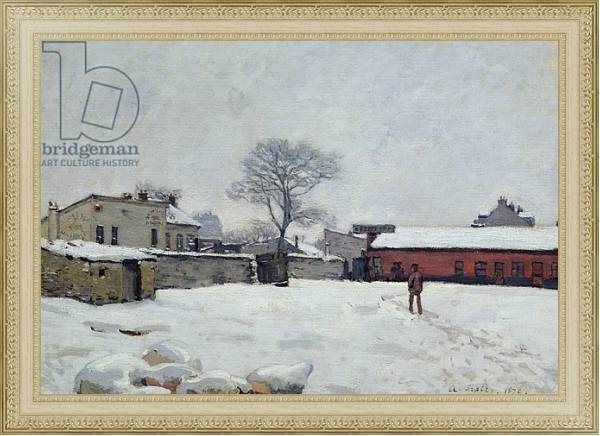 Постер Under Snow: the farmyard at Marly-le-Roi, 1876 с типом исполнения На холсте в раме в багетной раме 484.M48.725