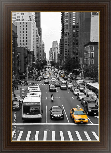 Постер Движение в Нью-Йорке, США с типом исполнения На холсте в раме в багетной раме 1.023.151