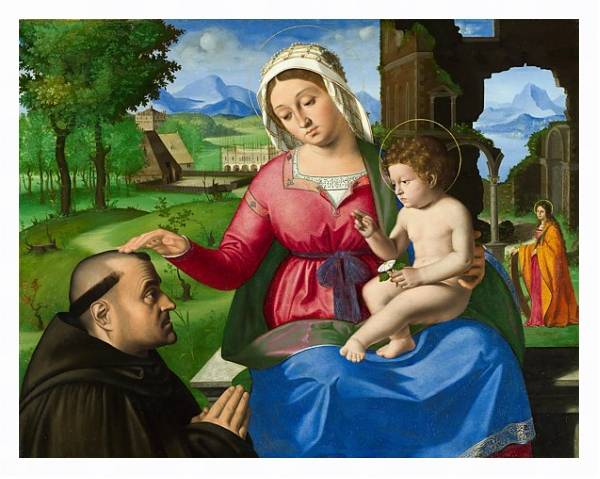 Постер Дева Мария и младенец с просящим с типом исполнения На холсте в раме в багетной раме 221-03