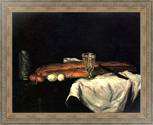 Постер Натюрморт с хлебом и яйцами с типом исполнения На холсте в раме в багетной раме 484.M48.310