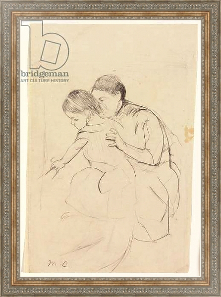 Постер Baby with Left Hand Touching a Tub, Held by Her Nurse, c.1891 с типом исполнения На холсте в раме в багетной раме 484.M48.310