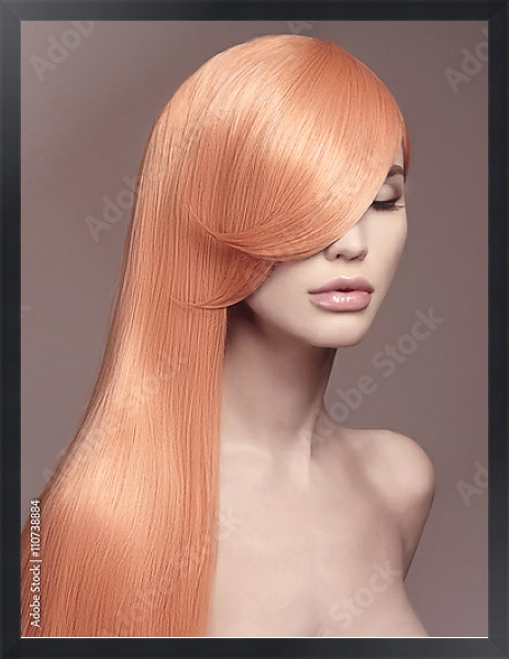 Постер Длинные прямые волосы персикового цвета с типом исполнения На холсте в раме в багетной раме 1727.8010