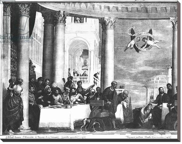 Постер The Meal at the House of Simon the Pharisee, detail of the left hand side, 1570 с типом исполнения На холсте без рамы